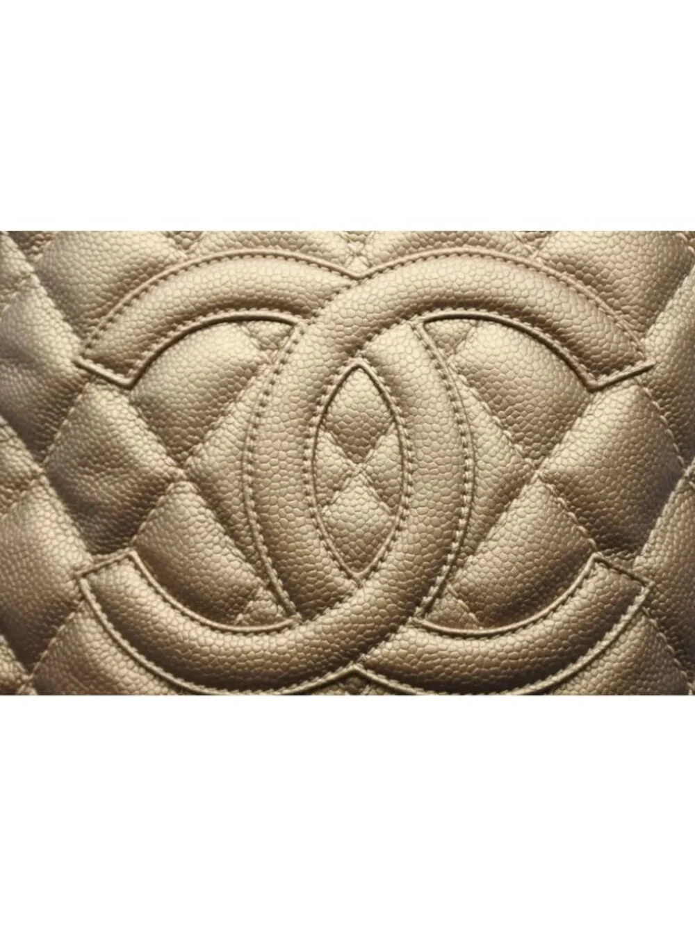 Chanel Handbag Caviar Leather CC Logo Fringe Gold
